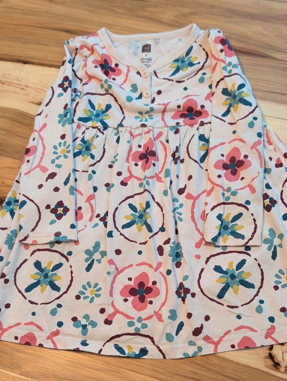 Tea Collection Pink, Blue & Yellow Floral Long-Sleeve Dress